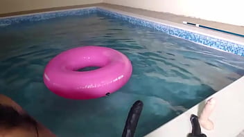 Just masturbating in the night maxine x takes care of herself by the pool