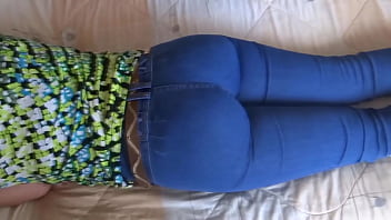 Look at stepmom's big ass and i cum on her used thongs she loves watching my handjobs