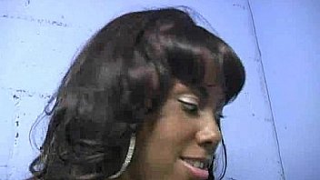 Ebony at the gloryhole jizzed on 13