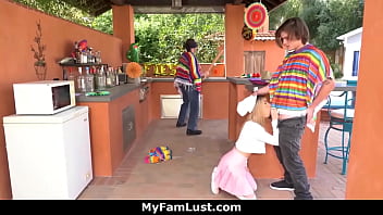 Demi hawks sucks his stepbro while their stepdad is blindfolded myfamlust