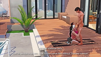 Hot threesome at the patio