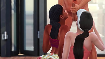 Hot threesome at the patio