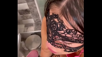 Wet clothed shower end with edging deepthroat blowjob and cum denial