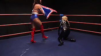 Sexy superhero and cat fight