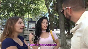 Fucking two portuguese masseuses picked up in public