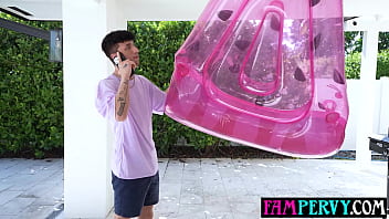 Shy dude has to fuck his big boobed milf step aunt