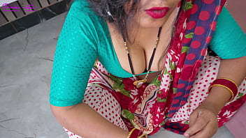 Indian stepmom getting facial cumshot and giving hard blowjob to young stepson after stepson's breakup with hindi audio