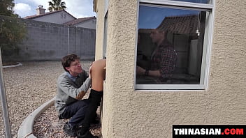 Pizza delivery girl ember snow gets hard banged thinasian