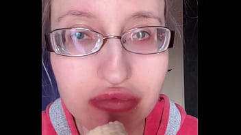 Bimbo giantess with lipstick and banana