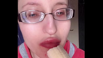 Bimbo giantess with lipstick and banana