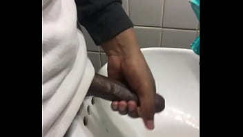 Big black cock stroking hard for cum