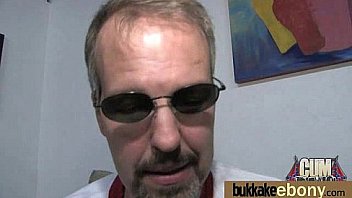 Ebony babe sucks group of white guys 28