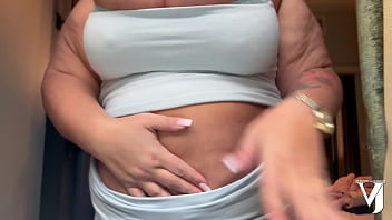 Teaser huge naturals with soft bbw belly solo