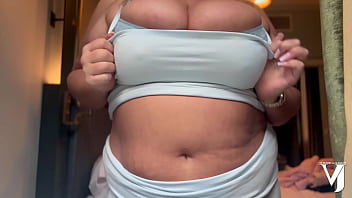 Teaser huge naturals with soft bbw belly solo