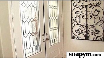 Babe with huge tits massages and blows a customer 5