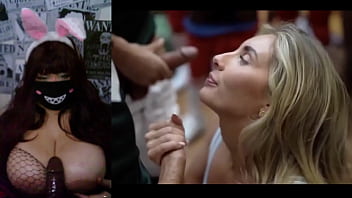 Redhead with big tits react a gang bang video #3