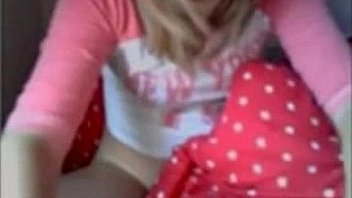 Hot petite blonde teen with small tits masturbates