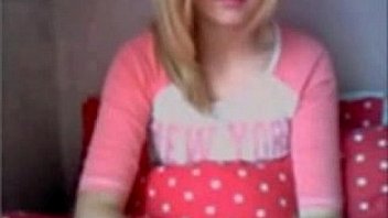 Hot petite blonde teen with small tits masturbates