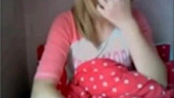 Hot petite blonde teen with small tits masturbates