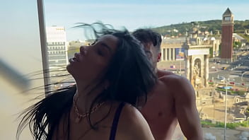 Fucked in front of the hotel window she moans like a slut while everyone watches