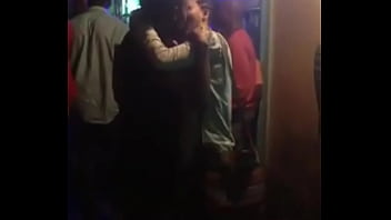 Horny les kiss at the street