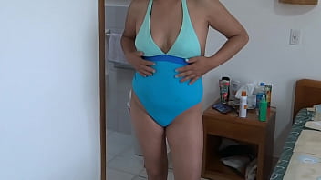 On the beach stepson wakes up with a hard cock and asks me to give each other a handjob