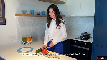 Anal sex on the kitchen table while cooking dinner