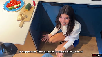 Anal sex on the kitchen table while cooking dinner