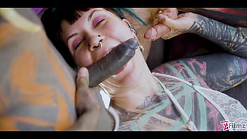 Rough backdoor wrecking for tattooed girl—dp action and messy atm
