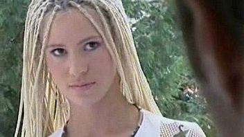 Skinny chick surprised to see a naked man