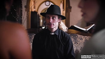 Lesbians Spencer Bradley And Mona Azar Stand Up Against Disapproving Priest And Make Him Watch Them Masturbatethe Busty Brunette Makes Him Lick Her thumbnail
