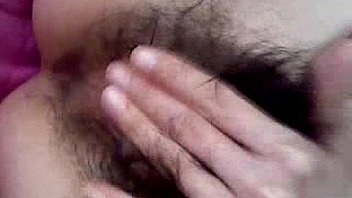 Hairy asian amateur teen masturbates and cums
