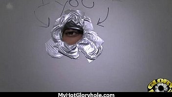 Natural cute black teen tries out gloryhole 2