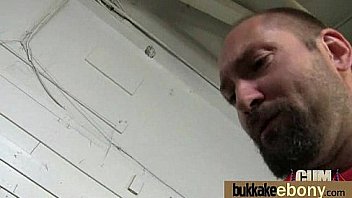 Ebony slut gets an interracial group sex 20