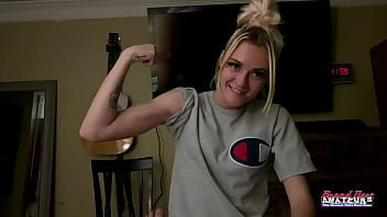 Petite kinky blonde sassy loves teasing her juicy titties and wet pussy