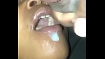 Ebony eats reecie's sperm to coat her esophagus