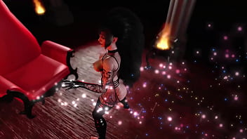 Dominant milf shadowheart in leather bdsm clothe dances solo in castle