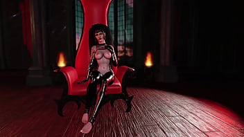 Dominant milf shadowheart in leather bdsm clothe dances solo in castle