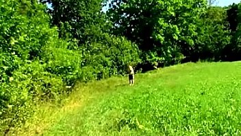 Fat old guy watches blonde masturbating