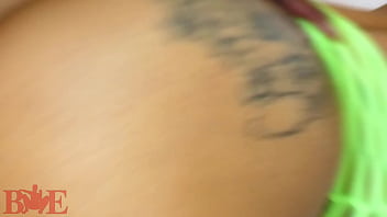 Green hair big booty ebony slut taking backshots from bbc