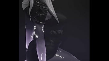 Etheria from fortnite kneeling naked with a dildo