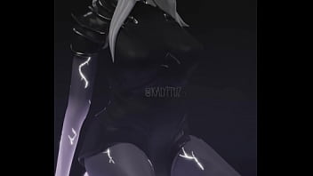 Etheria from fortnite kneeling naked with a dildo