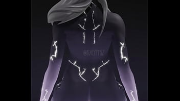 Etheria from fortnite kneeling naked with a dildo