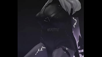 Etheria from fortnite kneeling naked with a dildo