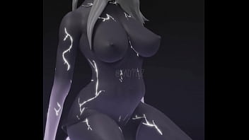 Etheria from fortnite kneeling naked with a dildo