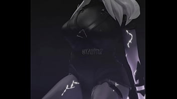 Etheria from fortnite kneeling naked with a dildo