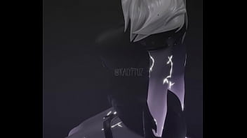 Etheria from fortnite kneeling naked with a dildo