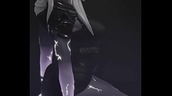 Etheria from fortnite kneeling naked with a dildo