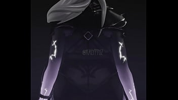 Etheria from fortnite kneeling naked with a dildo