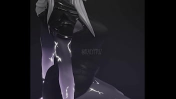 Etheria from fortnite kneeling naked with a dildo